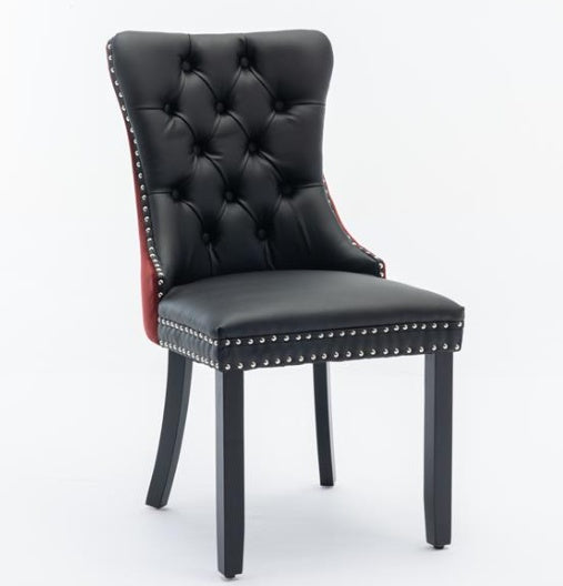 Furniture Collection, Modern High-End Tufted Solid Wood Contemporary PU & Velvet Upholstered Dining Chair-2 Piece Set