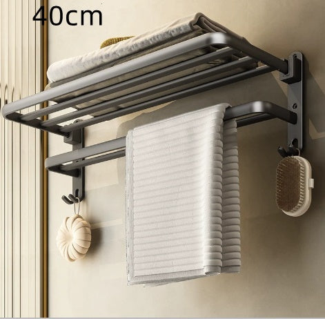 No-drill Bathroom Shelf Space Aluminum Towel Rack Storage Towel Holder Bathroom Hardware Accessory