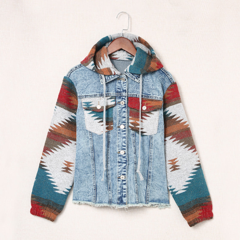 Vintage Jacket Hooded Pocket Denim Jacket