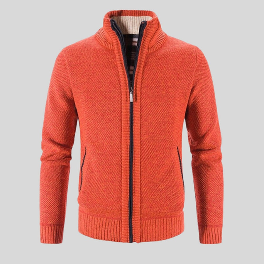 Men's Solid Color Stand Collar Cardigan Jacket - Casual Knit Sweater Outerwear for Spring Autumn Daily Wear