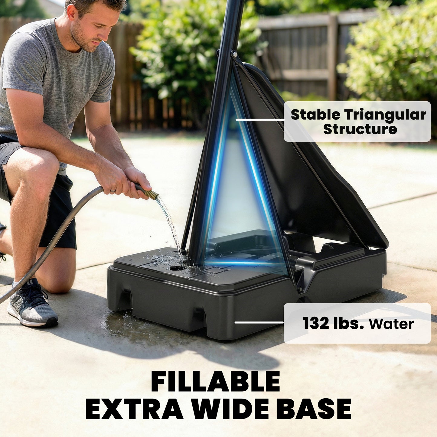 Portable Basketball Hoop Outdoor, 8-10ft Adjustable Basketball Goal, 47 Inch Shatterproof Backboard, Action Grip