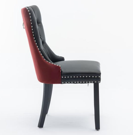 Furniture Collection, Modern High-End Tufted Solid Wood Contemporary PU & Velvet Upholstered Dining Chair-2 Piece Set