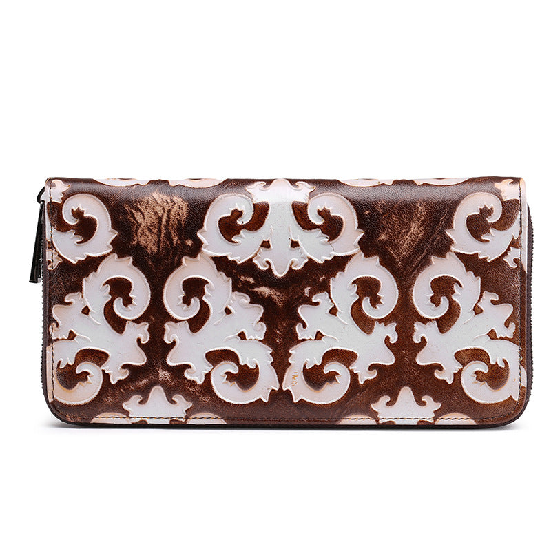 Brushed New Fashion Creative Women's Retro Wallet Top Layer Leather Long