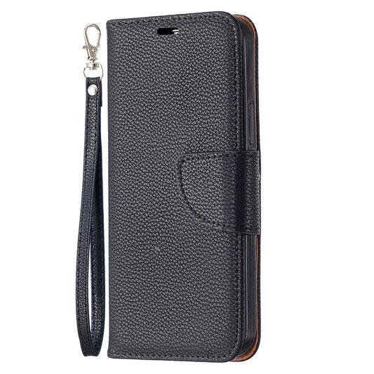 Lychee Pattern Solid Color Flip Leather Case Wallet Lanyard Phone Case