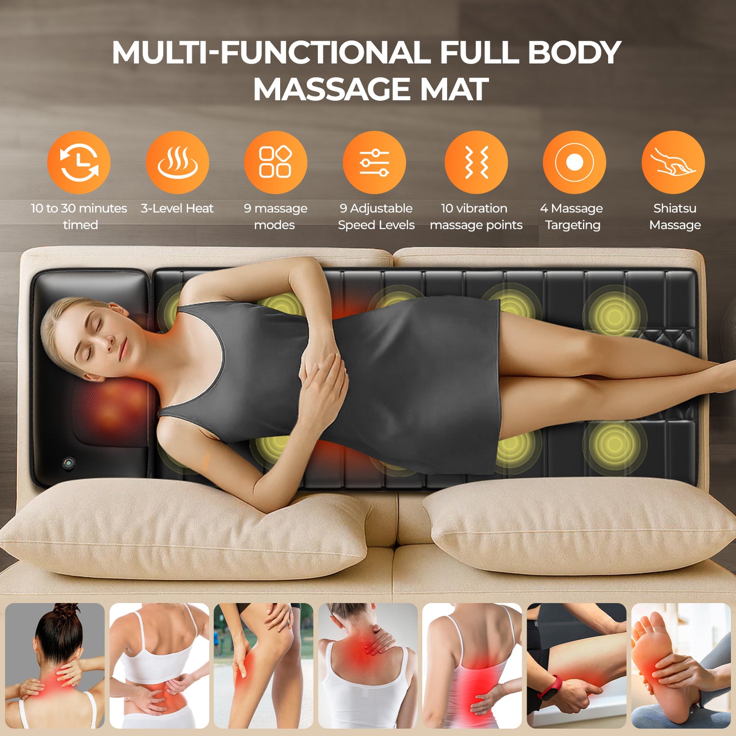 Amazon Restricted Products  Foldable Massage Mattress Controller With Smart Heating And Timer, Perfect For Full-body Relaxation At Home, Portable And Convenient For Home Use