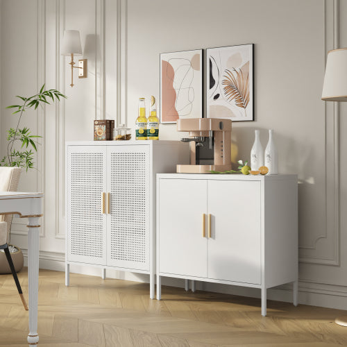 Metal Storage Cabinet With 2 Doors And 2 Adjustable Shelves, Steel Garage Storage Cabinet, Metal File Cabinet For Home Office School Gym, White