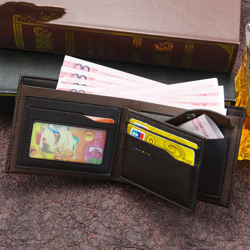 Men's Short Business Horizontal Tri-fold Bag Wallet