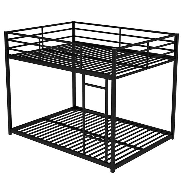 Full Metal Bunk Bed, Low Bunk Bed With Ladder, Black