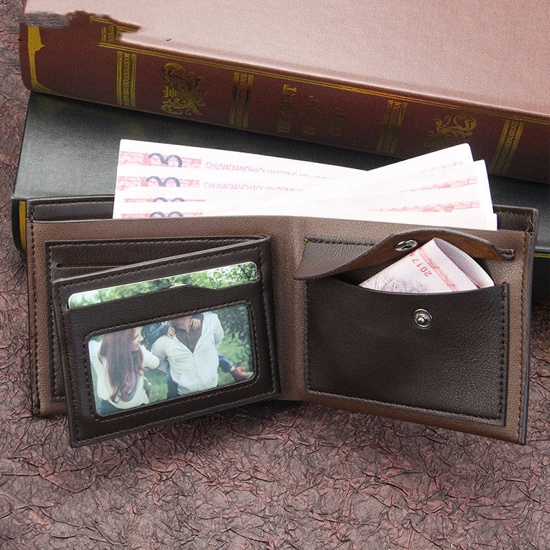 Men's Short Business Horizontal Tri-fold Bag Wallet