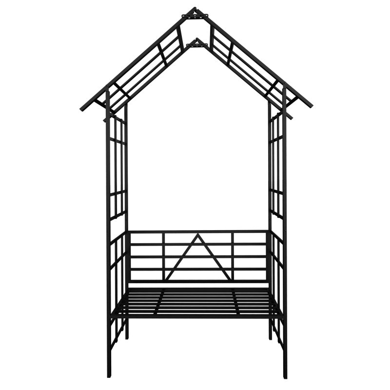 Metal Garden Arch, With Benches That Can Be Converted Into Flower Racks, Climbing Plants To Support Rose Arches, Outdoor Black,Prohibited Platform Temu