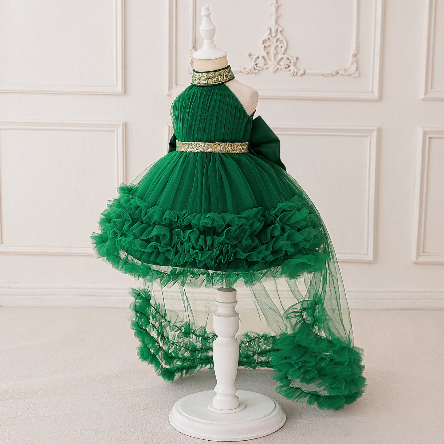 Girls Evening Dress Light Luxury Mesh Pleated Pettiskirt