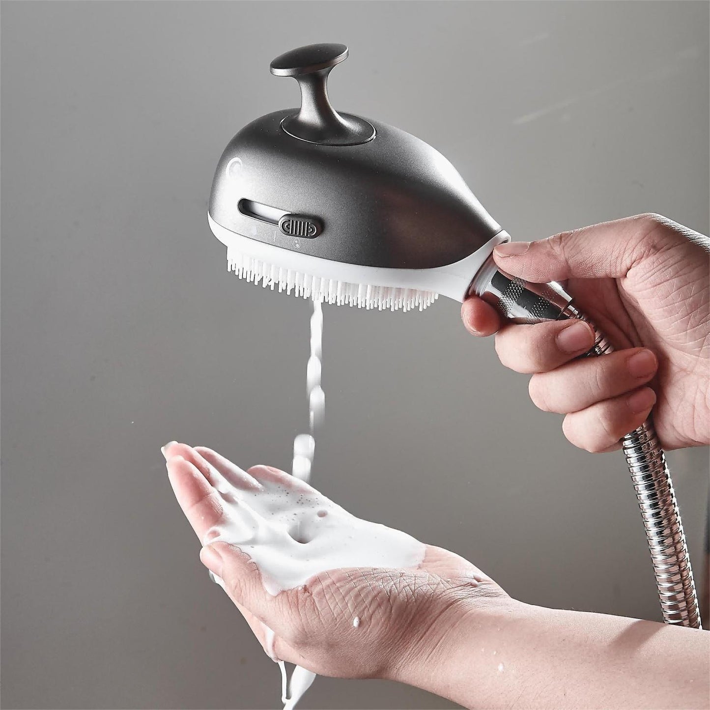 Grey Whale Holding Children's Shower Nozzle Soft Silicone