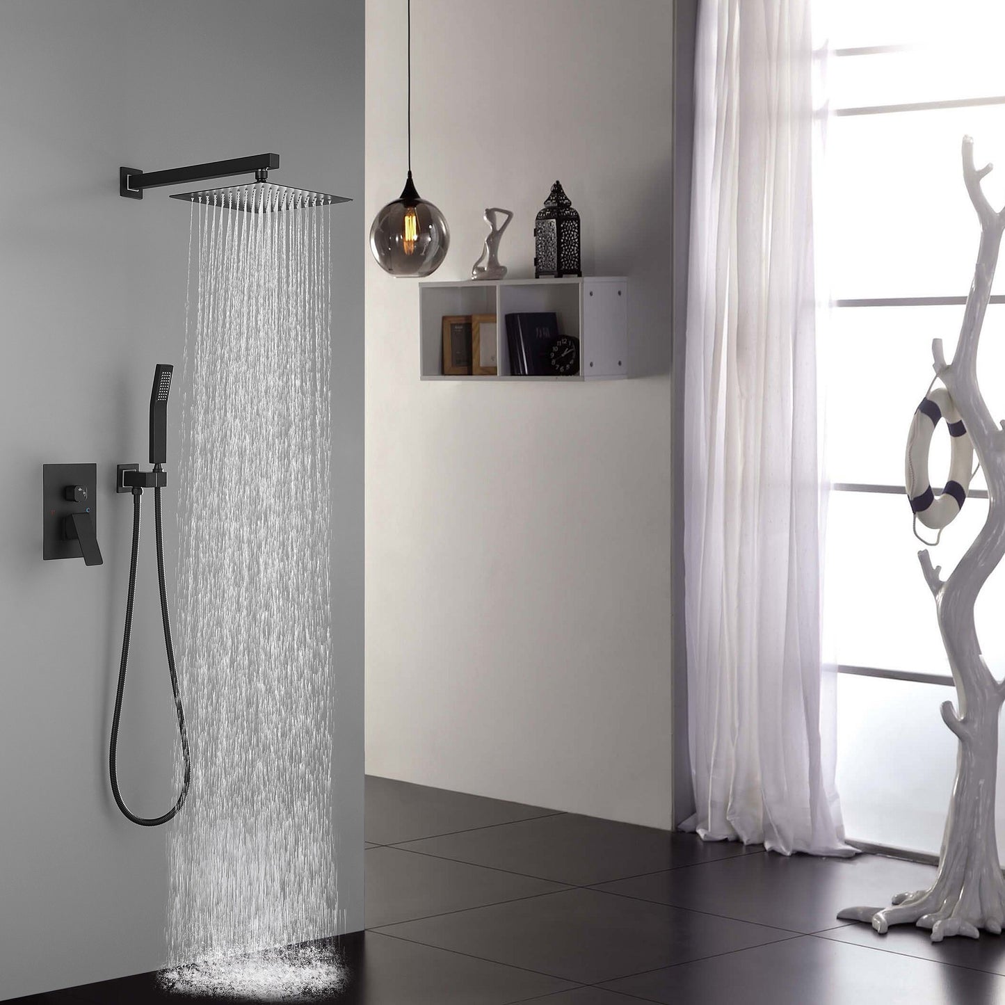 10 Inch Shower Head Bathroom Luxury Rain Shower Complete Combo Set Wall Mounted