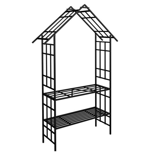 Metal Garden Arch, With Benches That Can Be Converted Into Flower Racks, Climbing Plants To Support Rose Arches, Outdoor Black,Prohibited Platform Temu