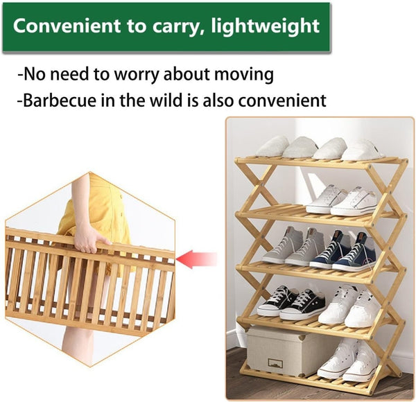 Bamboo Shoe Rack Portable Folding Shoe Storage Rack Without Installation 34Tier