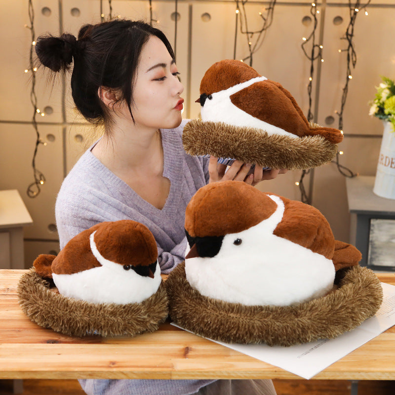 Simulation sparrow baby plush toy