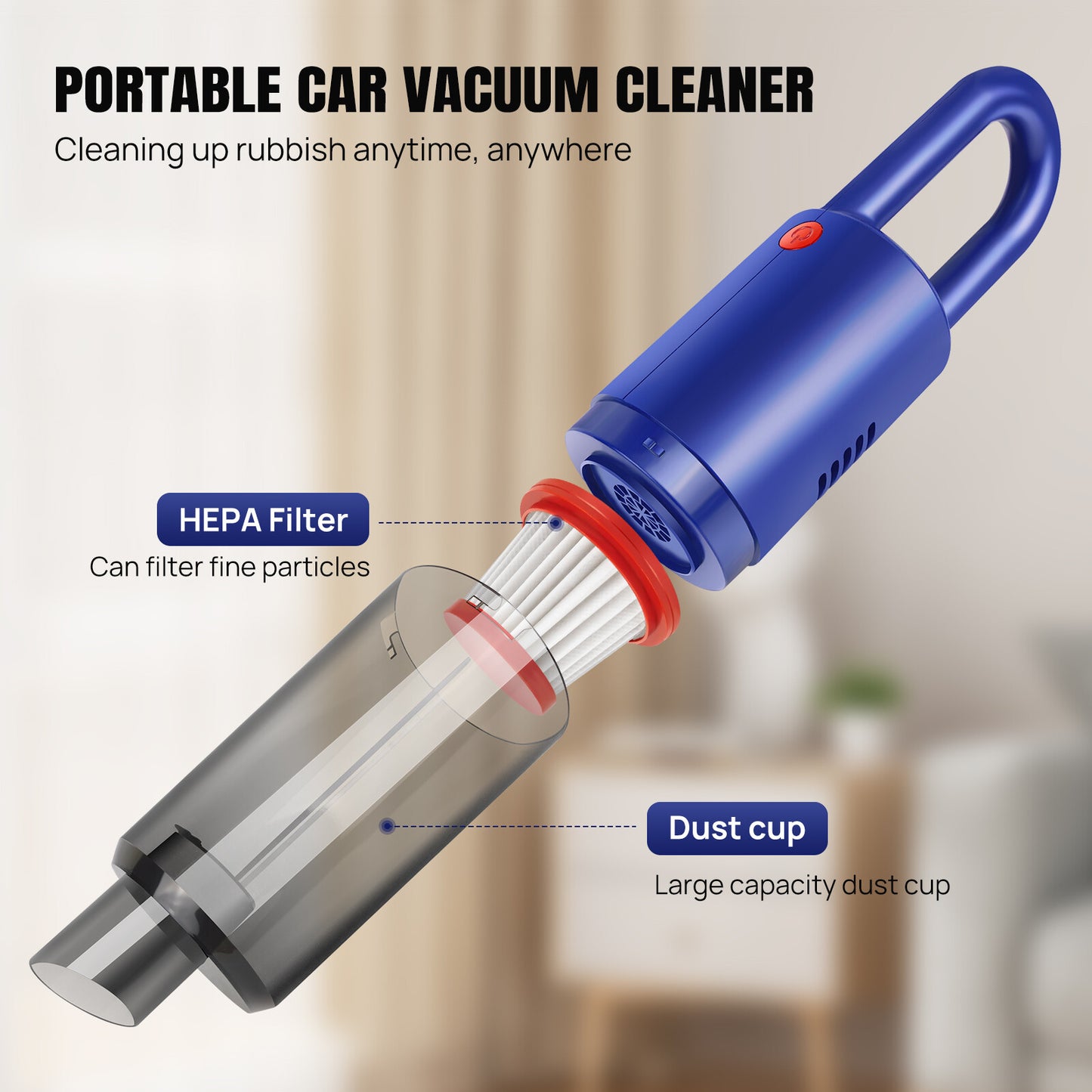 Cordless Handheld Car Vacuum Cleaner Wet Dry Powerful Strong Suction Cleaning UK