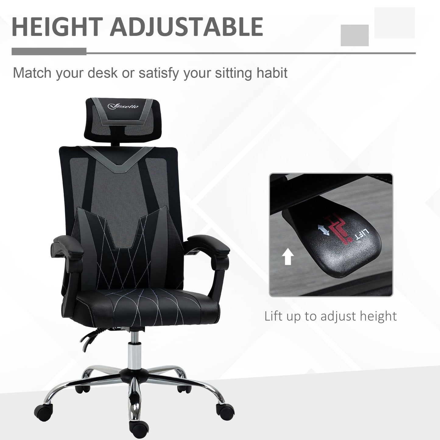 Office Chair Ergonomic Desk Chair with Rotate Headrest
