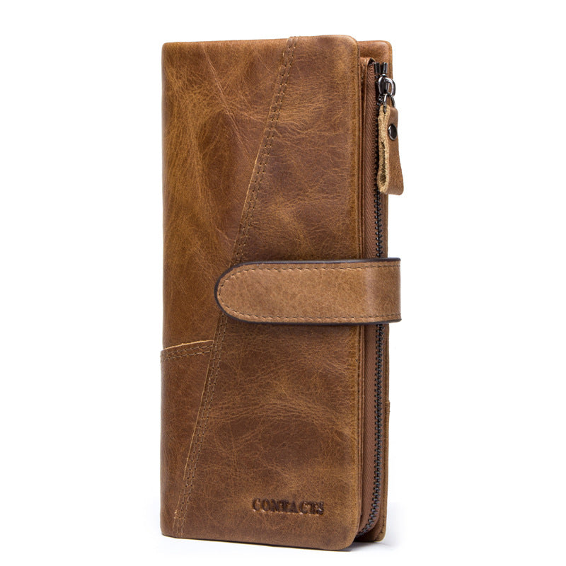 Black Angel Factory Supply Fashion Splicing Long Leather Men's Wallet