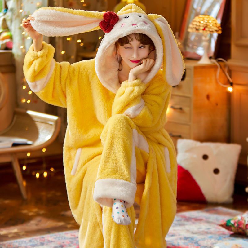 Sets Winter Flannel Cartoon Warm Pyjamas Animal Sleepwear