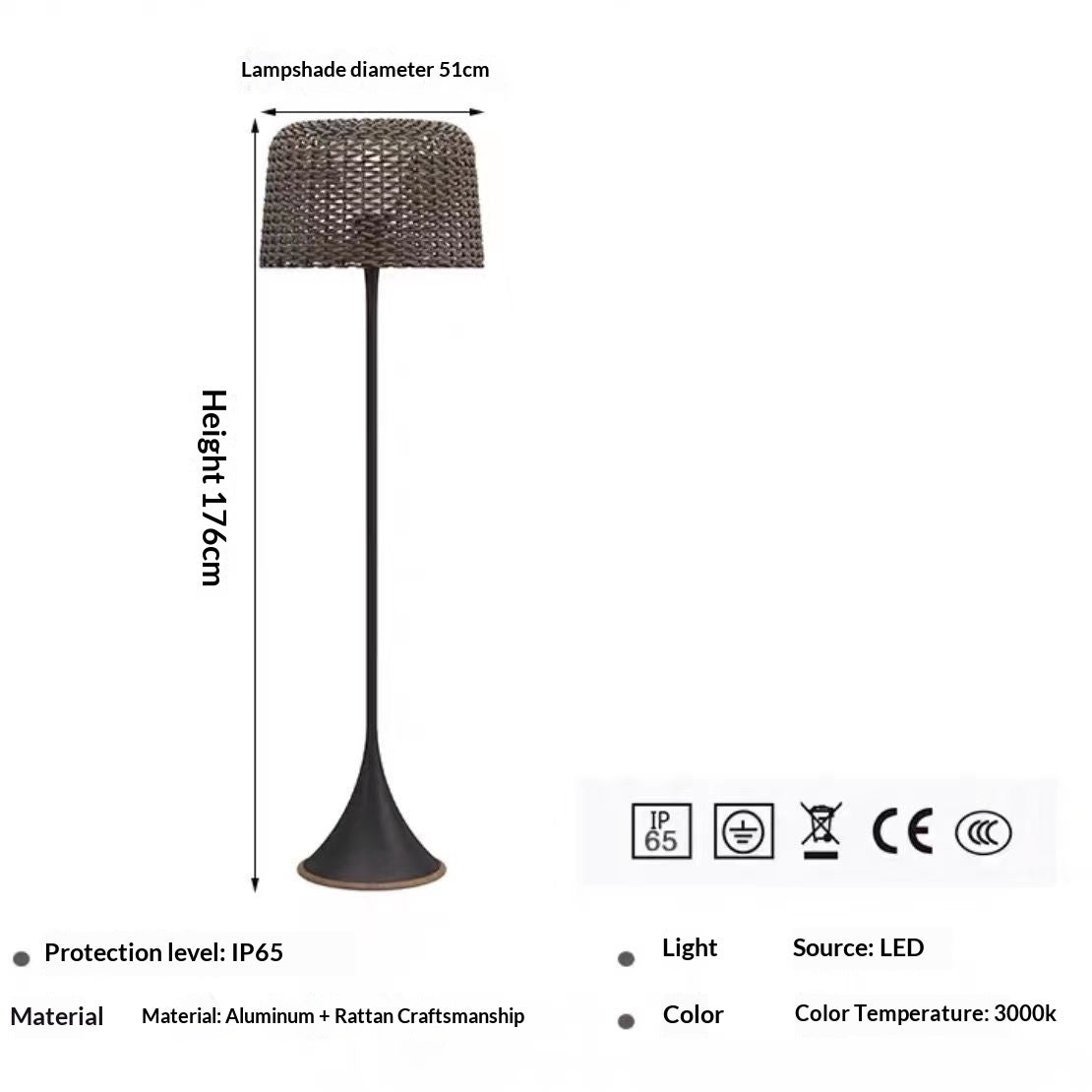 Remote-Controlled Floor Lamp For Villa Garden And Waterproof Balcony
