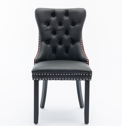 Furniture Collection, Modern High-End Tufted Solid Wood Contemporary PU & Velvet Upholstered Dining Chair-2 Piece Set