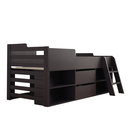 Cabin Bed Mid Sleeper Bed Frame Storage Kids Wooden Bed With Drawers Shelf Storage Low Sleeper Bed 3ft Single Children's White Wooden Bed - 3ft Single 90 X 190 Cm Frame Only