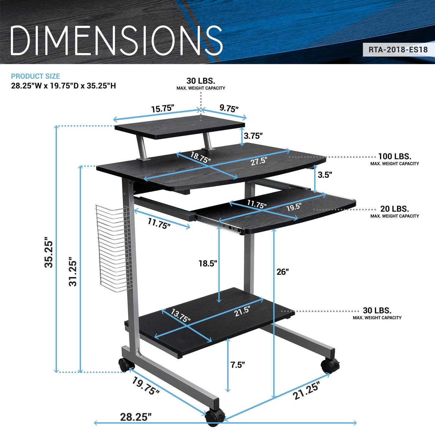 Compact Computer Cart With Storage Space, Dark Coffee Color,Prohibited Platform Amazon