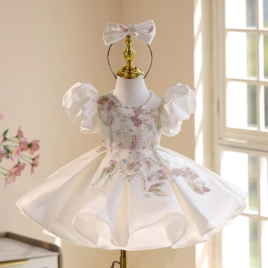Light Luxury Minority Girls Performance Flower Girl Wedding Dress