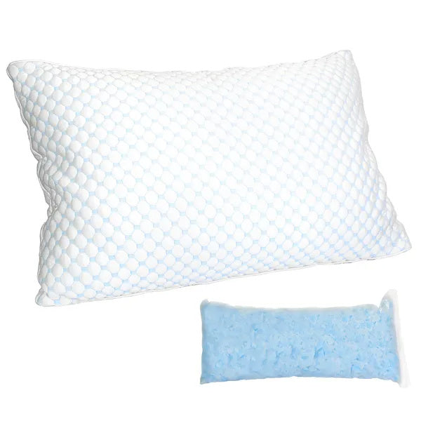1Pc Shredded Memory Foam Pillow Adjustable Cool Pillow With Extra Filling Machine Washable Cover For Side Back Stomach Sleepers