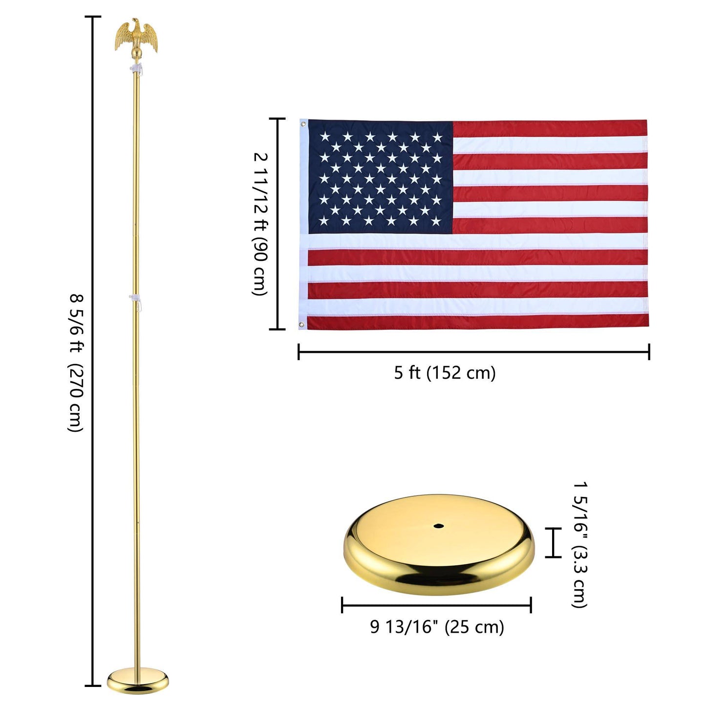 2 Pcs 8 Ft  Indoor Flag Pole