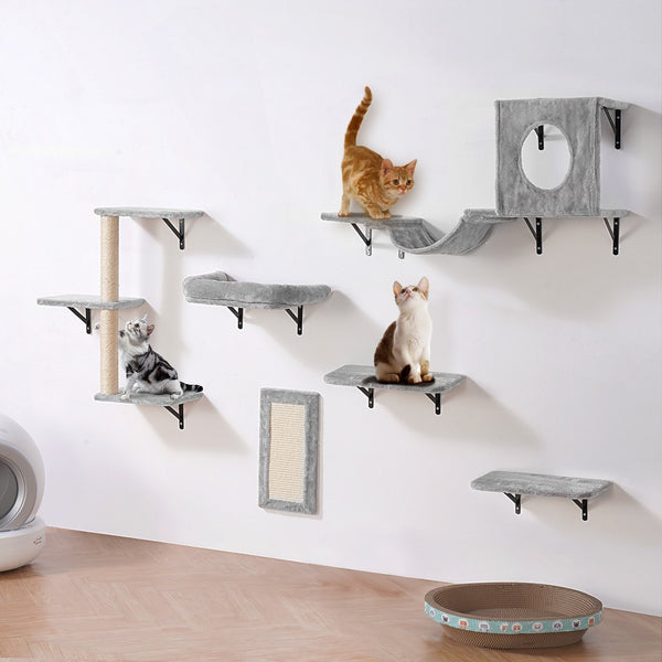 Katzenregale Zur Wandmontage Katzenwandregale Und Sitzstangen Mit Sprungbrettern Hängematte Sofa