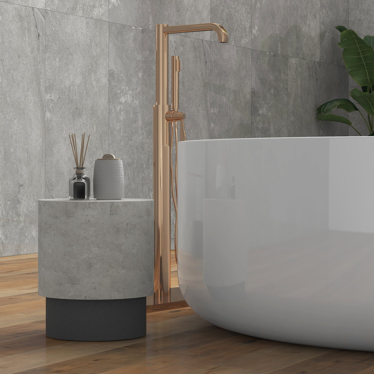 Lightweight Accent Table with Concrete Finish