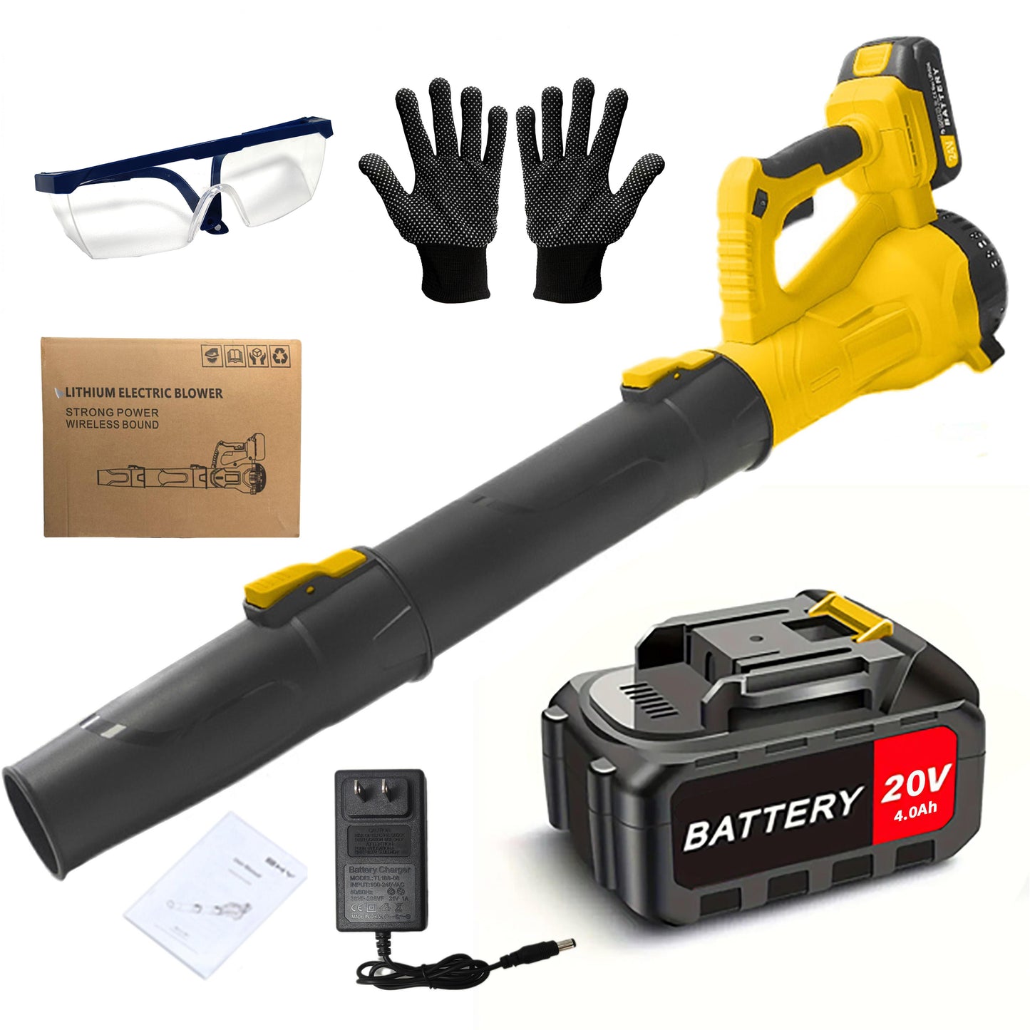 Cordless Leaf Blower 20V Electric Leaf Blower With4.0Ah Batteries And Fast Charger, Variable Speed, Turbo Mode, Battery Powered Handheld Leaf Blowers For Lawn Care And Clearance Yard Leaves