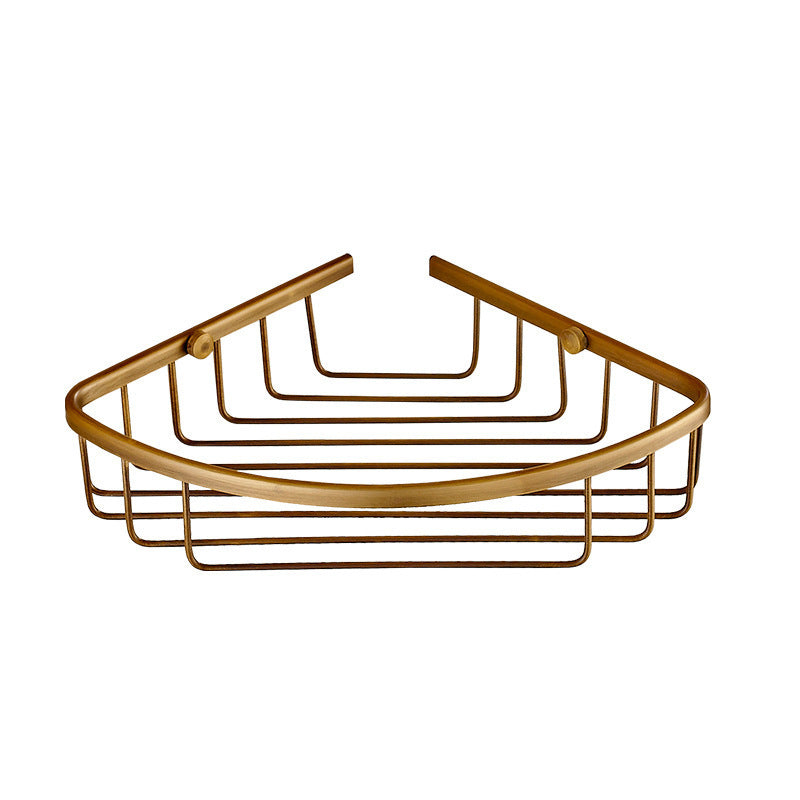 Copper Bathroom Corner Storage Net Basket Support European Style Bathroom Wall Hanging Double Layer