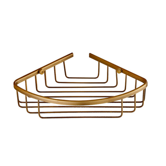 Copper Bathroom Corner Storage Net Basket Support European Style Bathroom Wall Hanging Double Layer