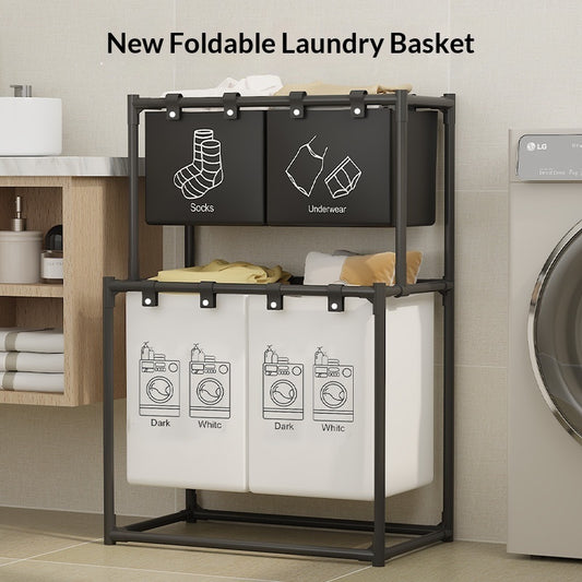 Simple Printed Multi-purpose Laundry Basket And Storage Rack