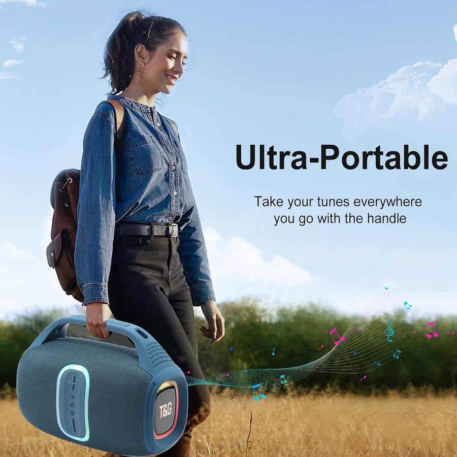 Portable Speakers With Dynamic Colourful LED Lights   Bluetooth Speaker For Home, Outdoor & Travel   TWS Pairing, USB&TF Playback, FM Radio, Hands-Free Call   Ideal For Parties, Garden, Beach