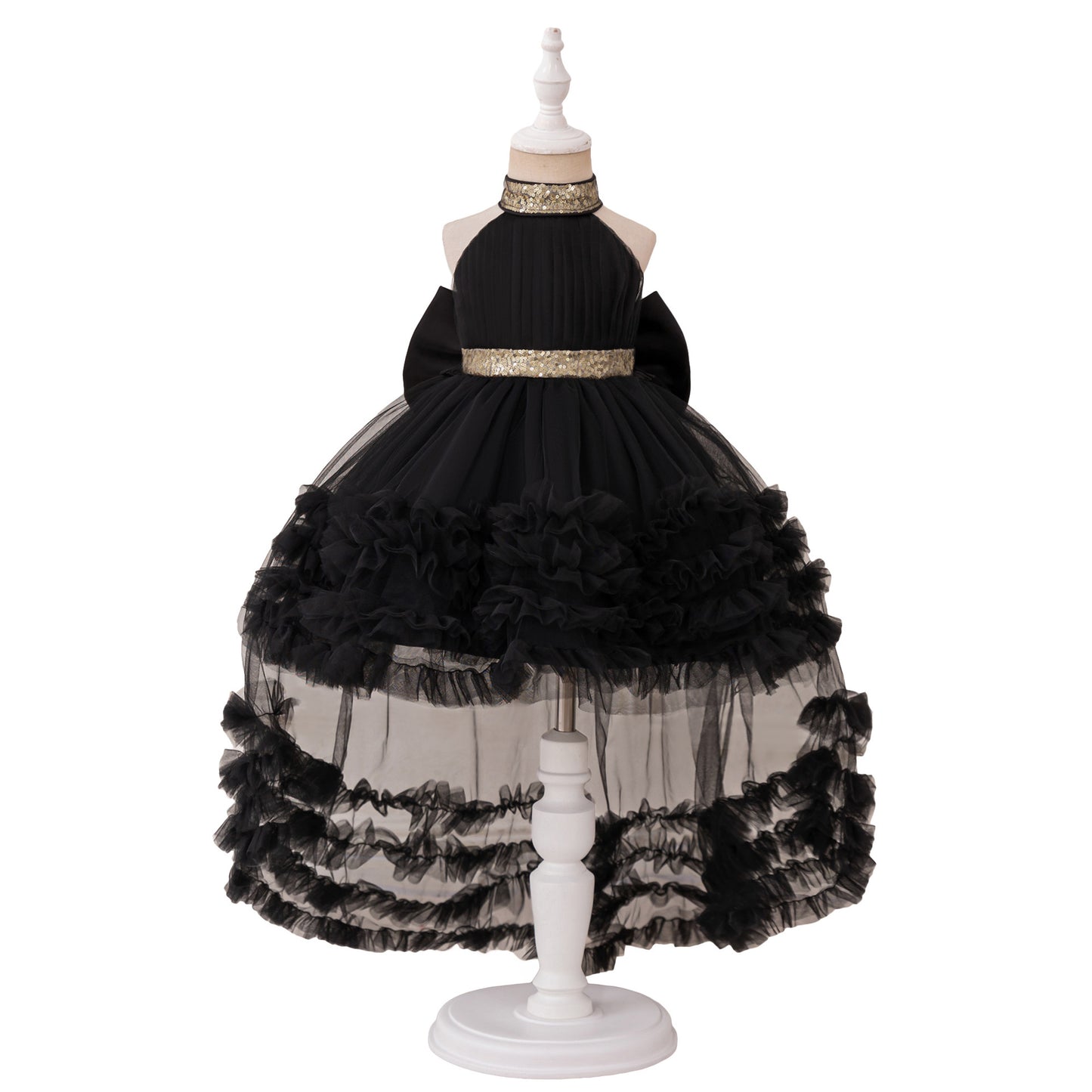 Girls Evening Dress Light Luxury Mesh Pleated Pettiskirt