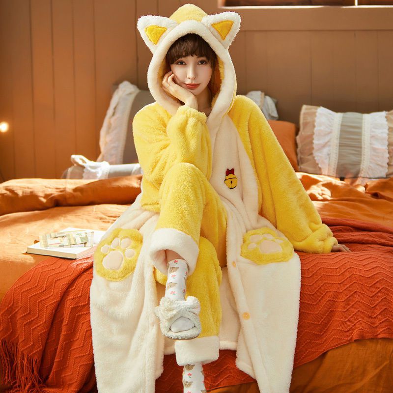 Sets Winter Flannel Cartoon Warm Pyjamas Animal Sleepwear
