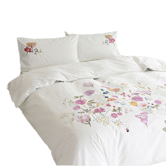 Flower Embroidery Double All Cotton Quilt Cover