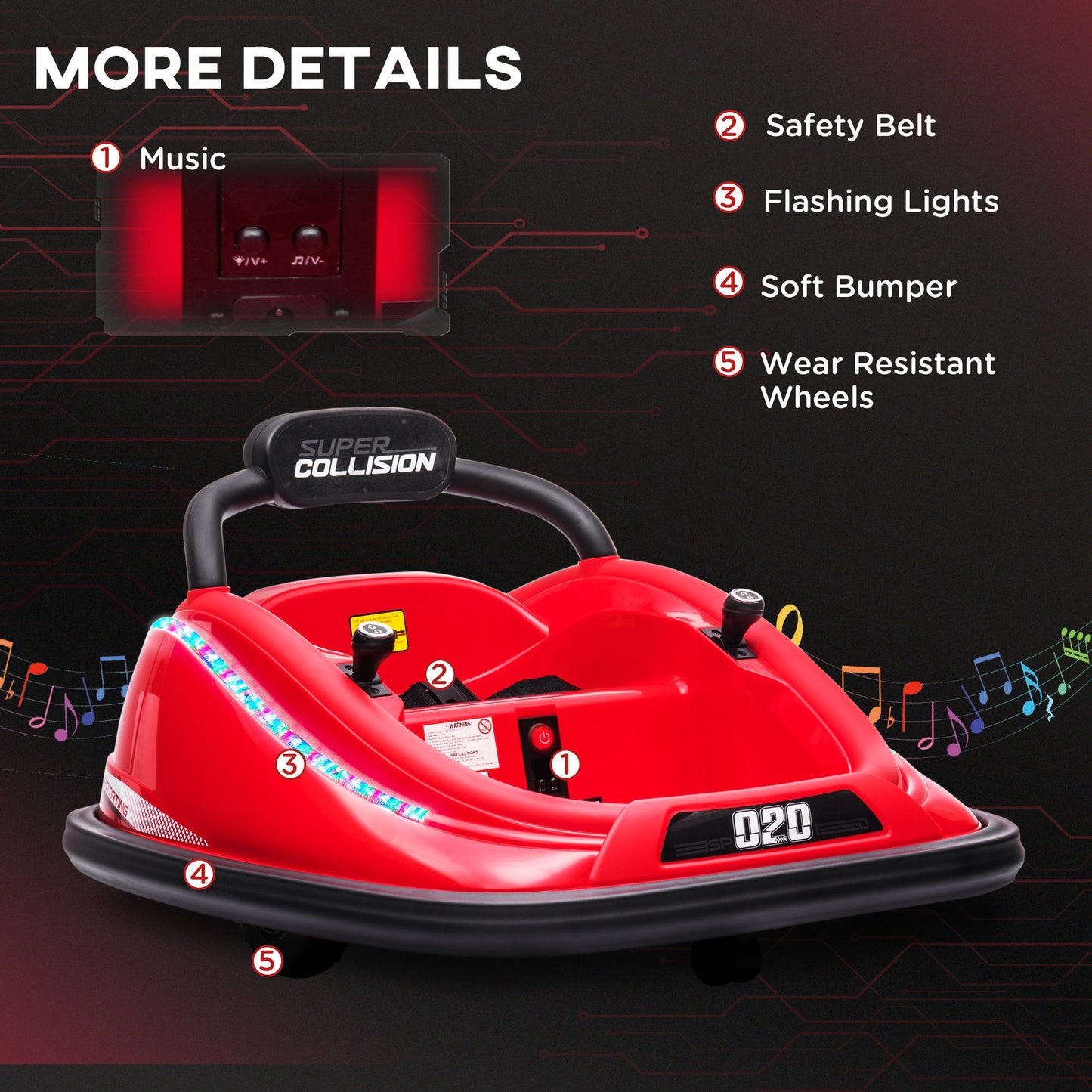 12V Kids Bumper Car Twins Motor with Parent Remote Control