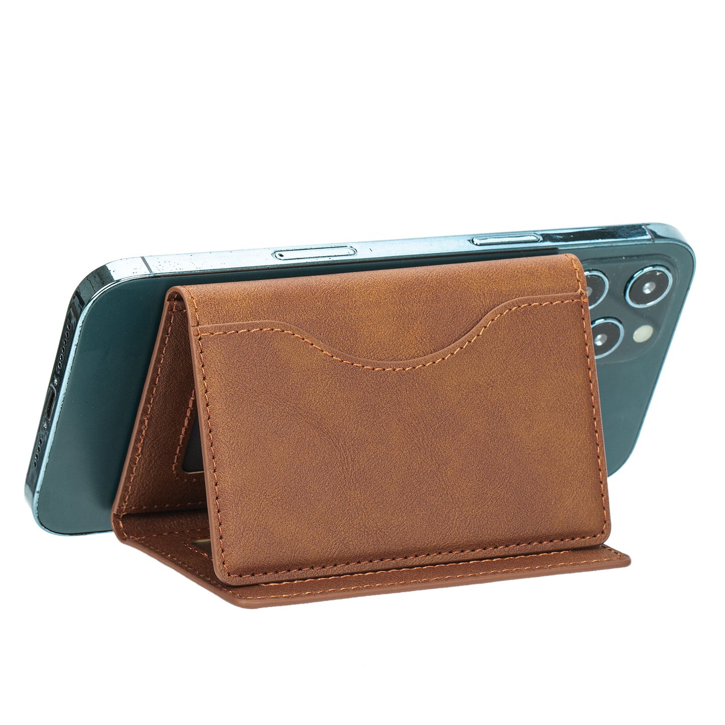 Leather Tri-fold Magnetic Wallet Card Holder