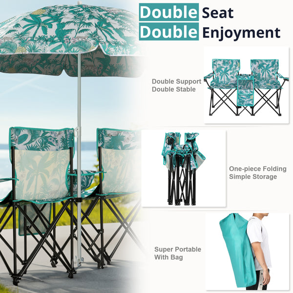 Pineapple Pattern Fishing Chair Iron Bracket Oxford Cloth 85kg With Sun Umbrella