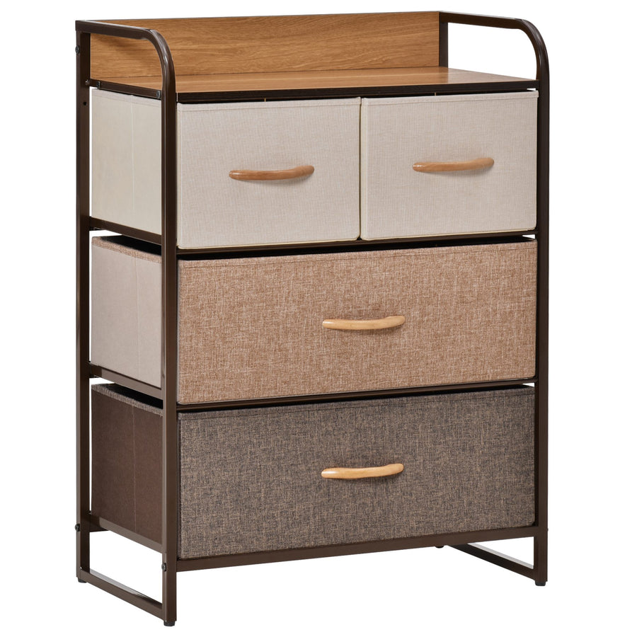 4-Drawer Dresser, 3-Tier Storage Organizer, Tower Unit For Bedroom Hallway Closets With Steel Frame Wooden Top