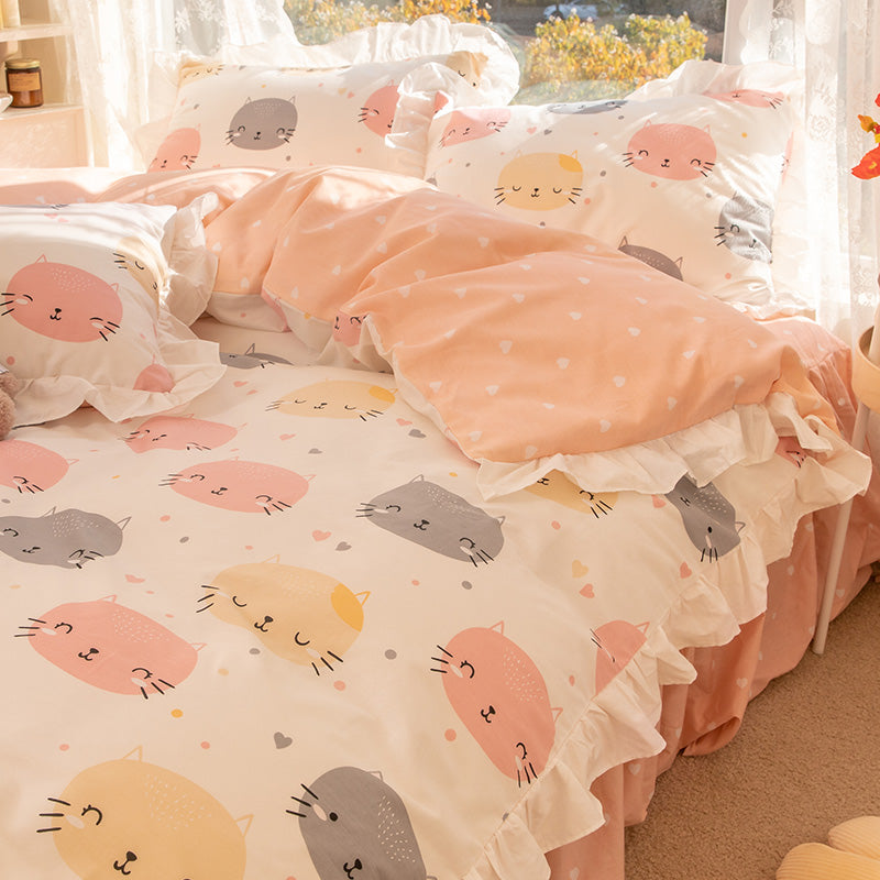 Korean Bed Skirt Pure Cotton Bed Four-piece Set 100 Cotton