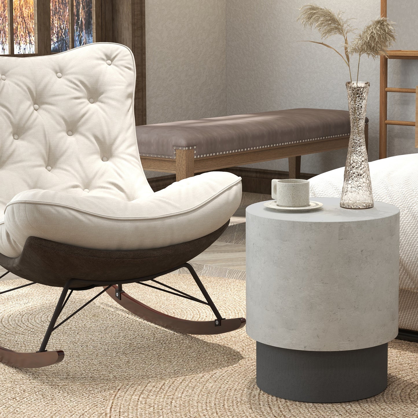Lightweight Accent Table with Concrete Finish