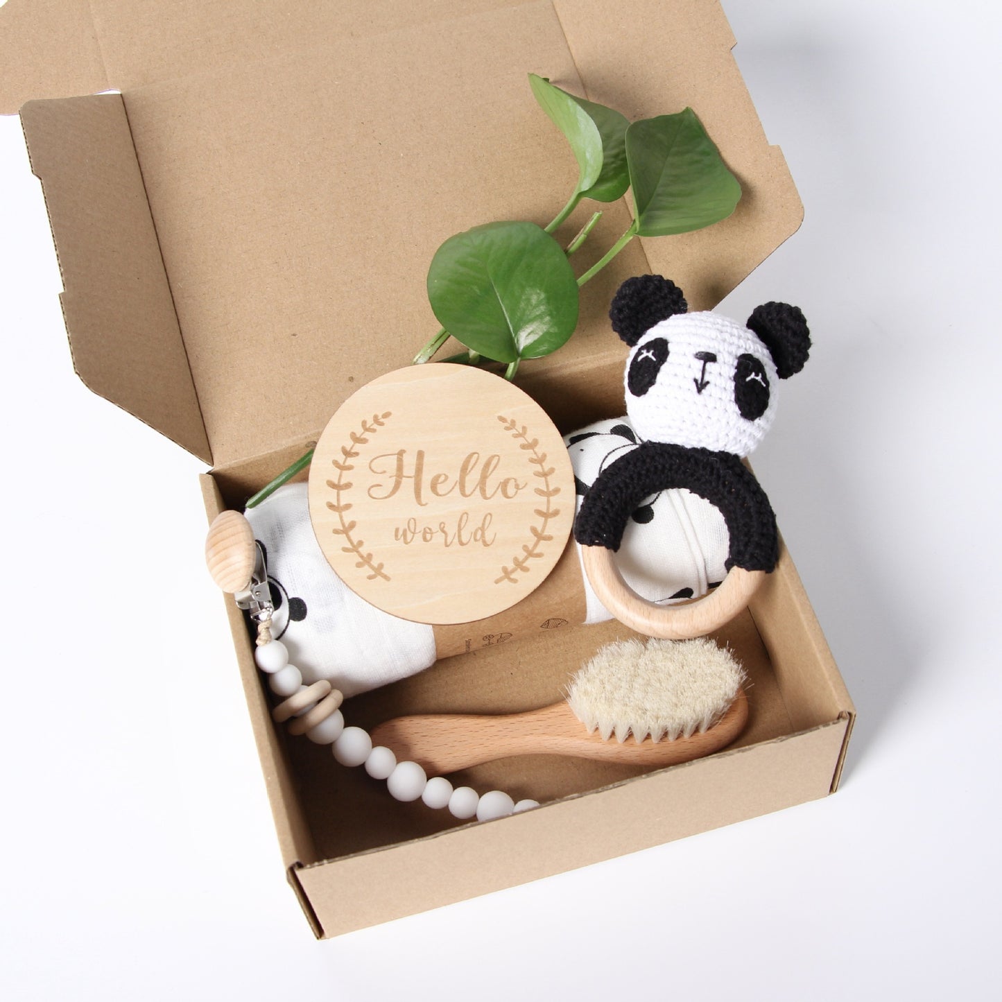 Christmas Reindeer Baby Baby Shower Gift Set Wooden Panda Toy