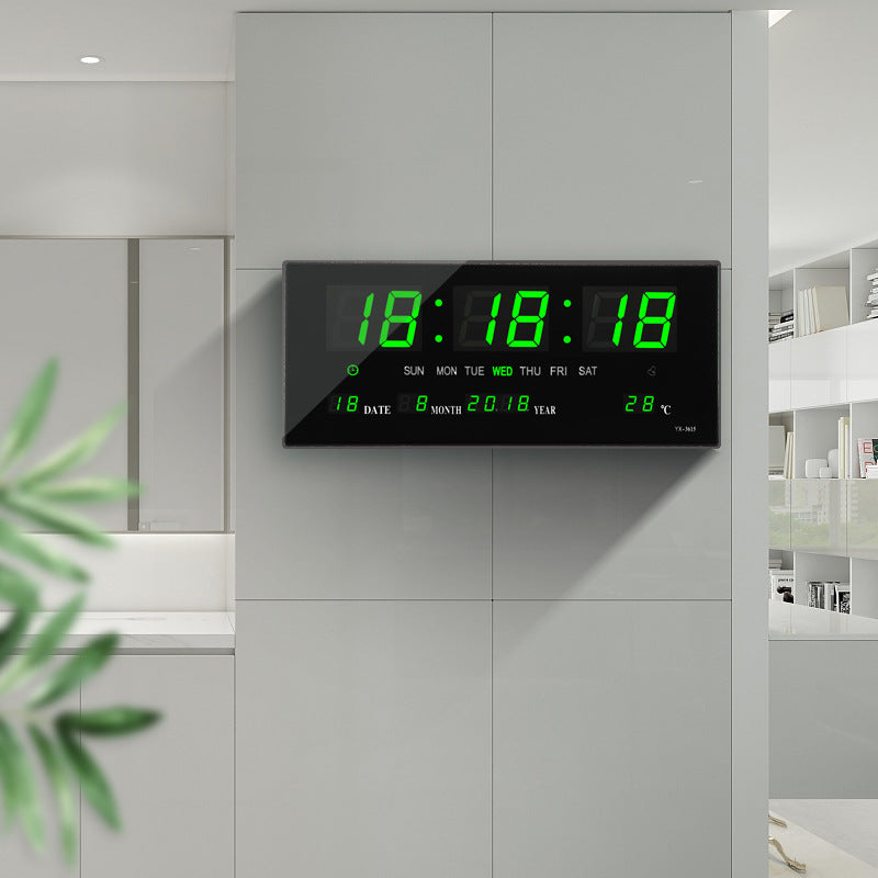Living Room Calendar Wall Clock Simple Clock Big Digital Temperature Clock
