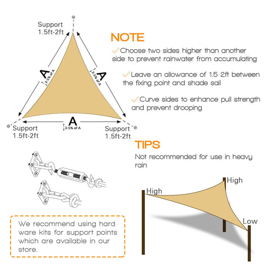 Prohibited From Sale On Amazon XISHAN 10'X10'X14' Dark Grey,Mocha,Sand,Light Grey HDPE Sunshade Sail, 160 Grams